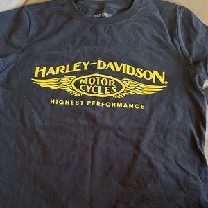 Harley-Davidson Black Short Sleeve Tee with Yellow Winged Logo